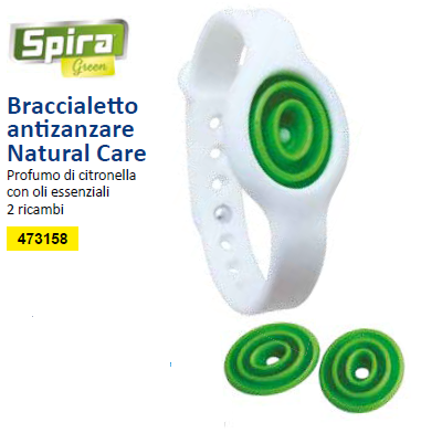 Braccialetto al profumo di Citronella con 2 Ricambi Spira Body Natural Care