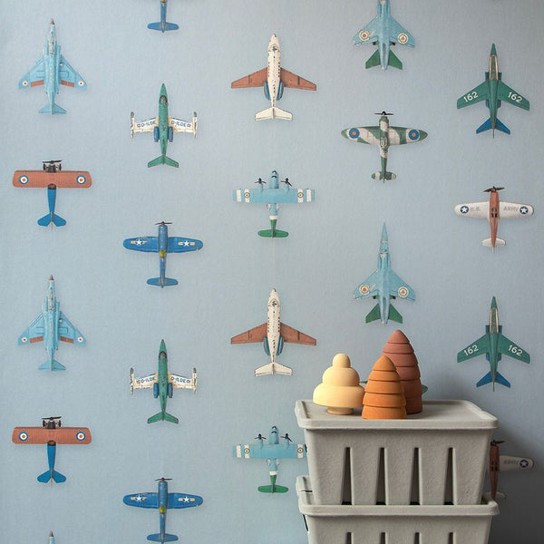 Carta da Parati Studio Ditte Airplanes Wallpaper Light Blue