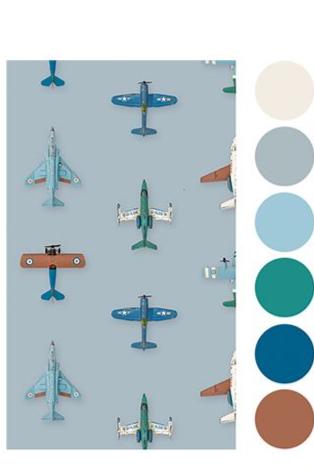 Carta da Parati Studio Ditte Airplanes Wallpaper Light Blue