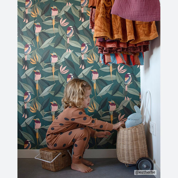 Carta da Parati Studio Ditte Birds Wallpaper Green