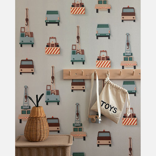 Carta da Parati Studio Ditte Crane Truck Wallpaper Light Grey