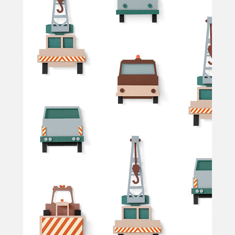 Carta da Parati Studio Ditte Crane Truck Wallpaper White