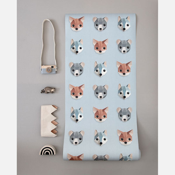 Carta da Parati Studio Ditte Forest Animals Wallpaper Ice Blue