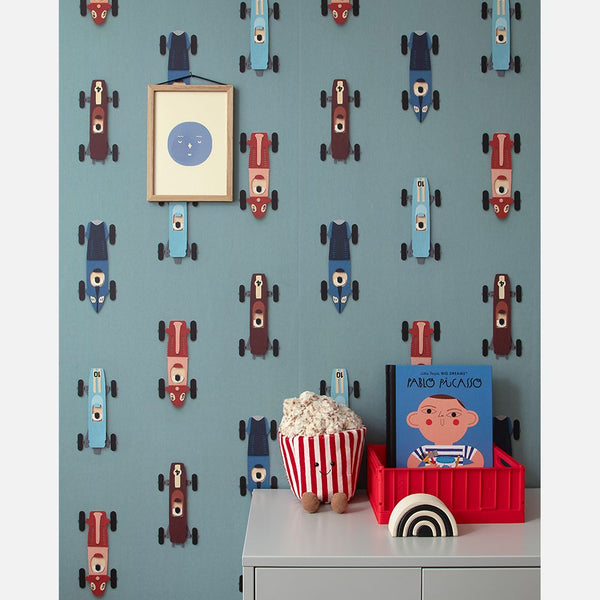 Carta da Parati Studio Ditte Race Car Wallpaper Blue