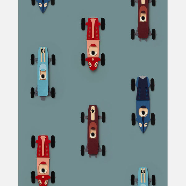 Carta da Parati Studio Ditte Race Car Wallpaper Blue