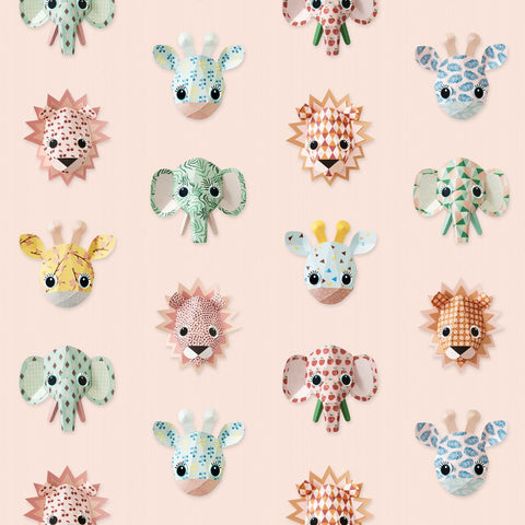 Carta da Parati Studio Ditte Wild Animals Wallpaper Pink