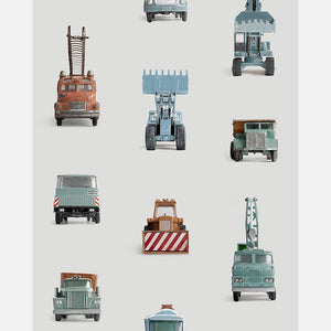 Carta da Parati Studio Ditte Work Vehicles Wallpaper Light Grey