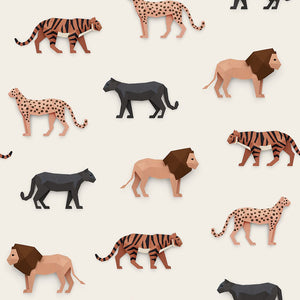 Carta da Parati Studio Ditte Big Cats Wallpaper Cream