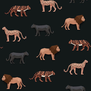 Carta da Parati Studio Ditte Big Cats Wallpaper Dark