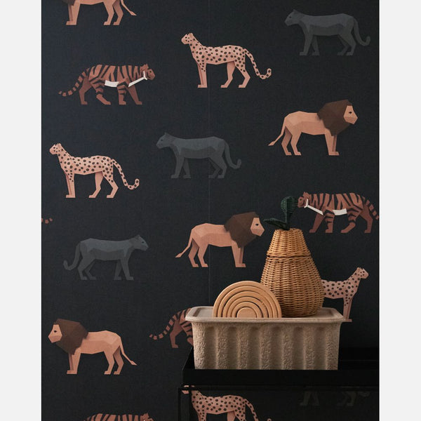 Carta da Parati Studio Ditte Big Cats Wallpaper Dark