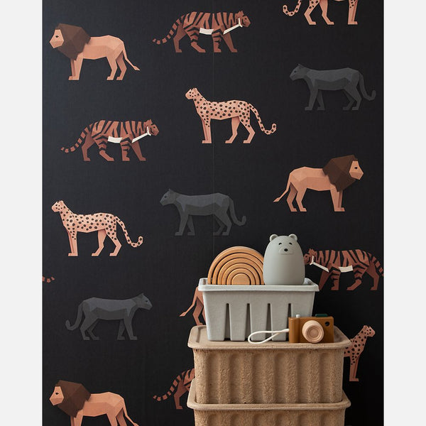 Carta da Parati Studio Ditte Big Cats Wallpaper Dark