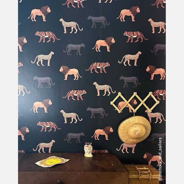 Carta da Parati Studio Ditte Big Cats Wallpaper Dark