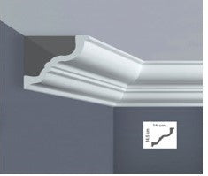 Cornice per soffitto Bovelacci in XPS cod. TL/150 mis. 14 cm x 14.5 cm x 2 mt. OUTLET