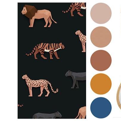 Carta da Parati Studio Ditte Big Cats Wallpaper Dark