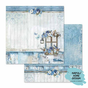 Foglio singolo Scrapbooking Double Face Blue Land Window  30x30 cm  Stamperia OUTLET